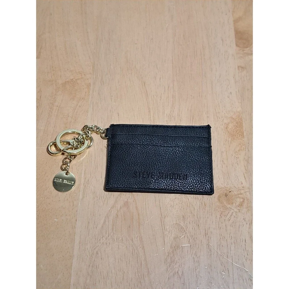 Steve Madden I D And Card Wallet Gold Tone Charm And Key Ring